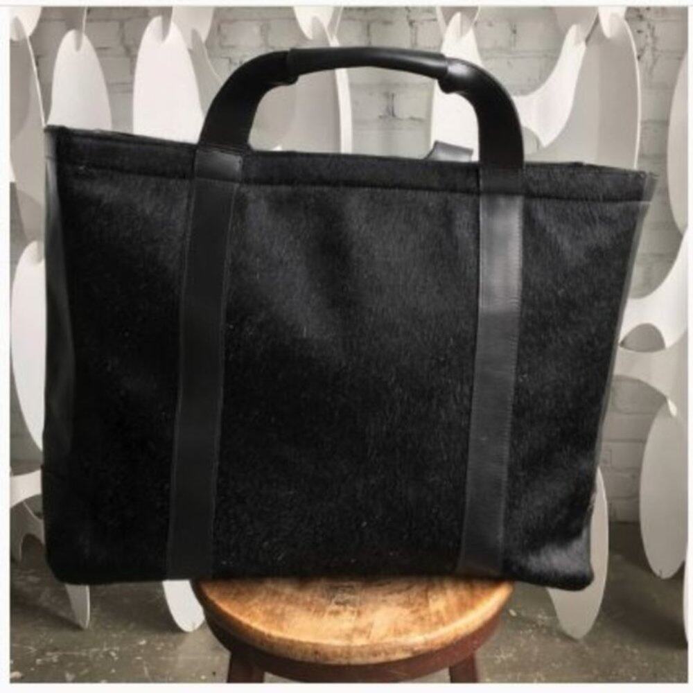 TRAVEL BAG Hair on cow Hide real Leather Handbag
